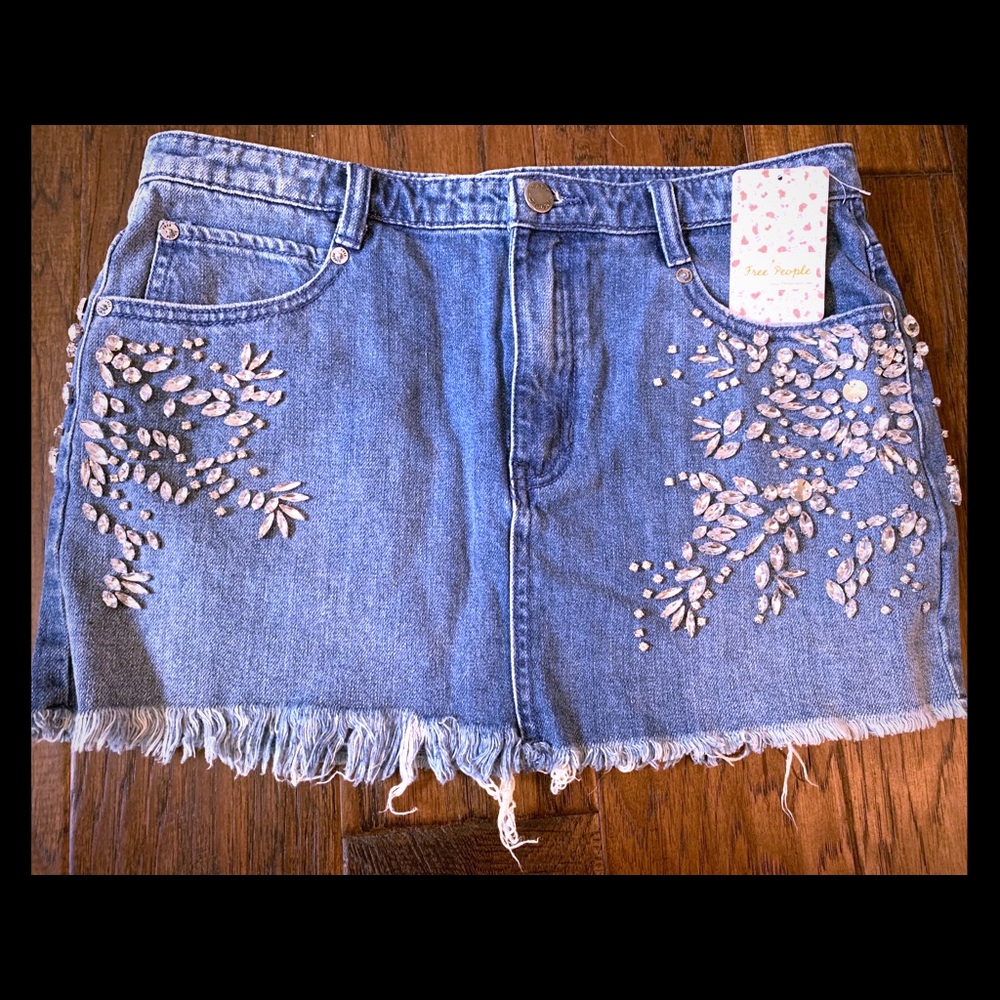 *new* Free People denim mini skirt